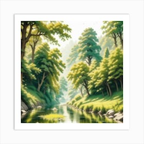 River In The Forest 68 Art Print