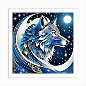 Wolf In The Moonlight 5 Art Print