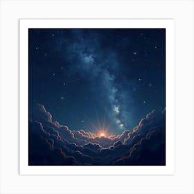 Mystical Night Sky With Swirling Constellations And Stars 1 Art Print