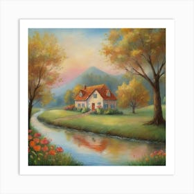 House By The Stream 1 Art Print