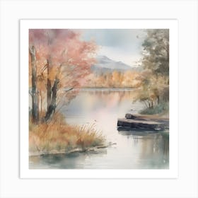 Mountain Side Lake Art Print