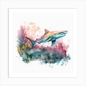 Shark Watercolor Painting Art Print