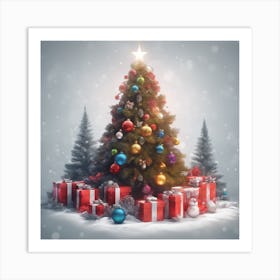 Christmas Tree With Gifts Art Print