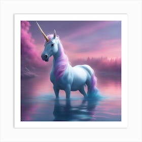 Unicorn In The Water 2 Art Print