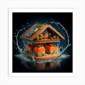 Japanese Sushi In The Shape Of A House In A Japanese 3 Art Print