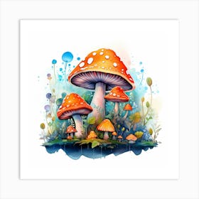 Watercolor Mushroom Painting 1 Art Print