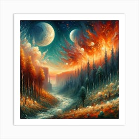 Fire In The Forest 2 Art Print