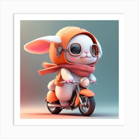 Bunny On A Motorcycle Art Print