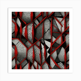 Abstract Red And Black Pattern 1 Art Print