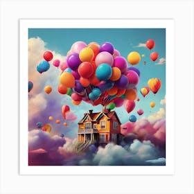 House With Balloons Art Print