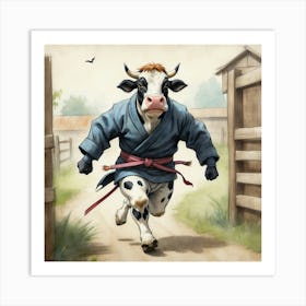 Samurai Cow 2 Art Print