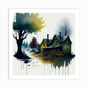 Colored House Ink Painting (14) Art Print