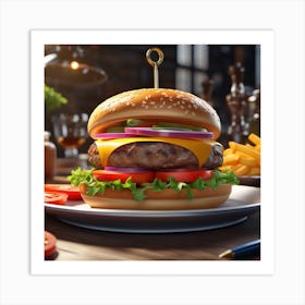 Hamburger On A Plate 196 Art Print