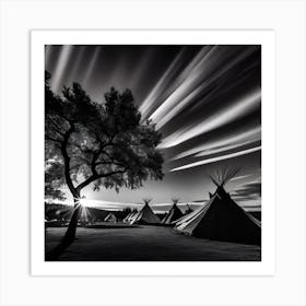 Teepees At Night 26 Art Print