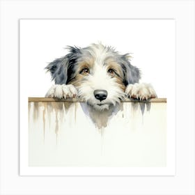 Dog Peeking Over The Wall 27 Art Print