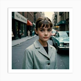 Young Audrey Hepburn On The Street Art Print