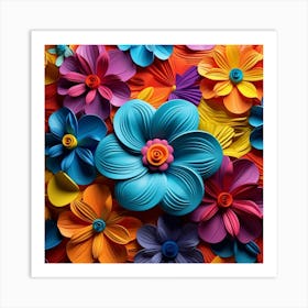 Paper Flowers Background Art Print