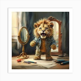 Lion In The Mirror 2 Art Print