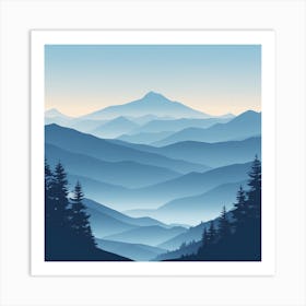 Misty mountains background in blue tone 51 Art Print