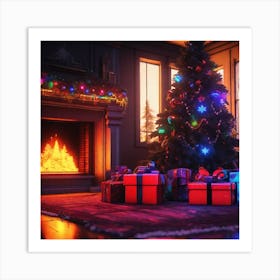 Christmas In The Living Room 32 Art Print