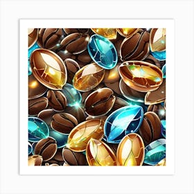 Seamless Pattern Of Coffee Beans Art Print