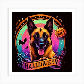 German Shepherd Halloween Art Print