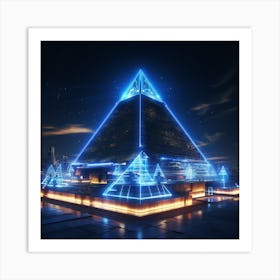 Egyptian Pyramid At Night Art Print