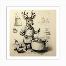 Deer In A Pot 3 Art Print