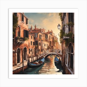 183017 Beautiful Venice Canals With Gondolas And Bridges, Xl 1024 V1 0 Art Print