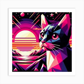 Willow Low Poly Cat Art Print