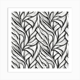 Black White Flower Texture Pattern Art Print