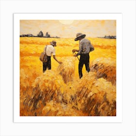 Two Men In A Wheat Field Art Print