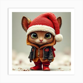 Santa Cat 2 Art Print