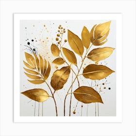 Gold Leaves 1 Art Print