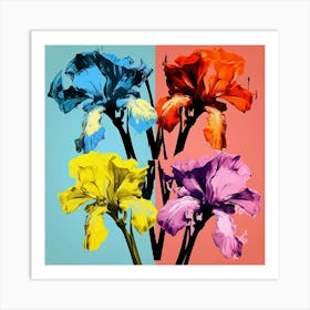 Andy Warhol Style Pop Art Flowers Iris 2 Square Art Print