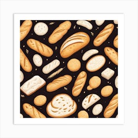 Bread And Buns Seamless Pattern 1 Art Print