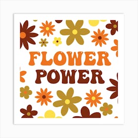 Flower Power Retro Square Art Print