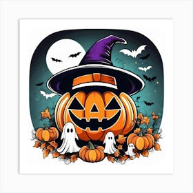 halloween pumpkin with hat Art Print