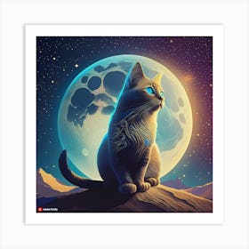 Firefly Cat In The Moon 50593 Art Print