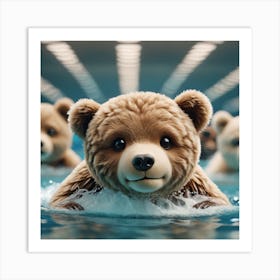 Teddy bear swimming at the Olympics  Art Print