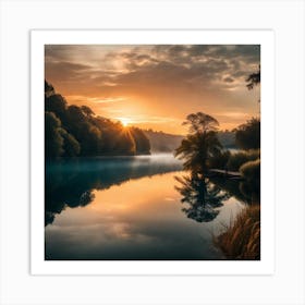 Sunrise Over A Lake 1 Art Print