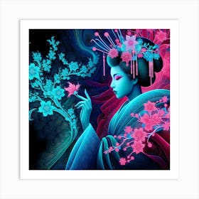 Japan Traditional Geisha Illustration By Ad 121 Art Print