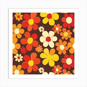 60s Floral Pattern Art Print