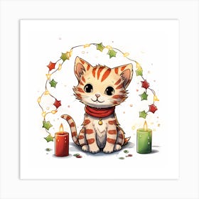 Christmas Cat Art Print