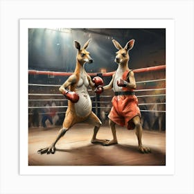 Boxing Kangaroos 1 Art Print