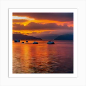 Sunset At Tasmania Art Print