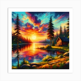 Sunset By The Lake 11 Art Print