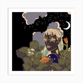 Moon And Stars Art Print