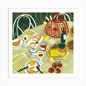 Picnic Lunch and Wine in the Garden Art Print