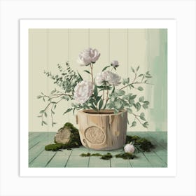 Peonies In A Pot Art Print